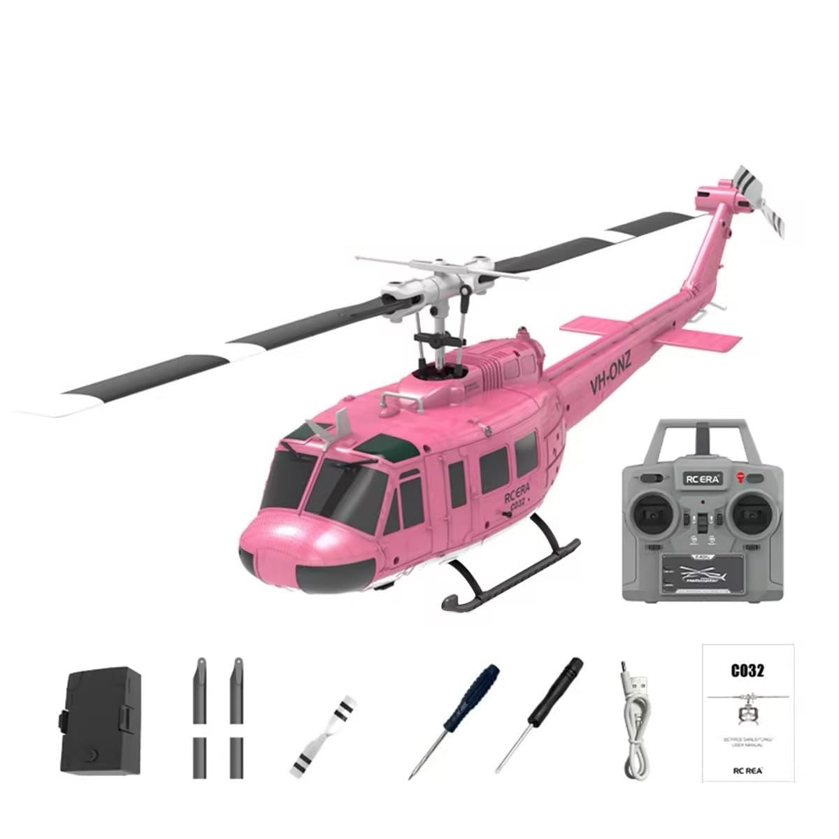XMBRICDIYY UH-1 Huey RC Helicopter, 1/48 2.4G 6CH Flybarless RC Helicopter Model with Optical Flow Positioning, Outdoor Airplane for Beginner (RTF