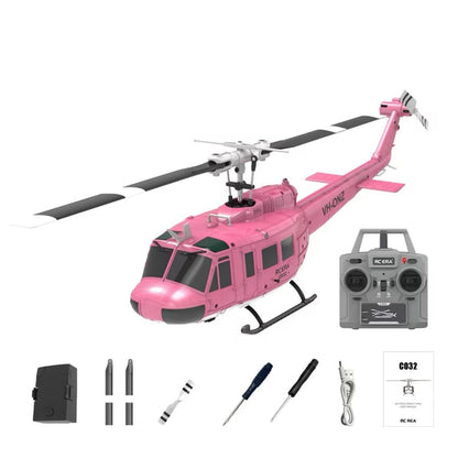XMBRICDIYY UH-1 Huey RC Helicopter, 1/48 2.4G 6CH Flybarless RC Helicopter Model with Optical Flow Positioning, Outdoor Airplane for Beginner (RTF