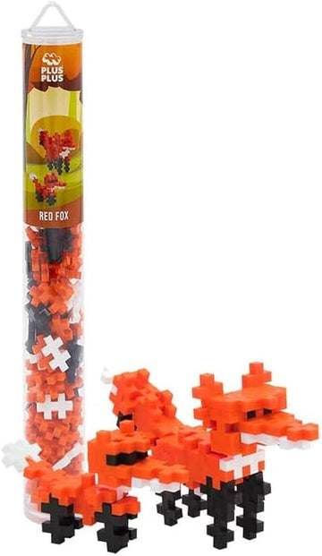 PLUS PLUS Fox - 3D Animal Figurine Building Block Set Tube, Mini Interlocking Puzzle Pieces, Fun Stem Toys for Kids