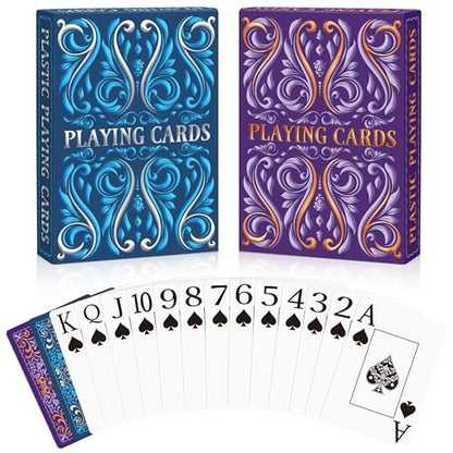 Playing Cards, Plastic Playing Cards Waterproof, Deck of Cards 2 Pack, Large Print Playing Card for Seniors Adults, Premium Poker Cards Set for Beach