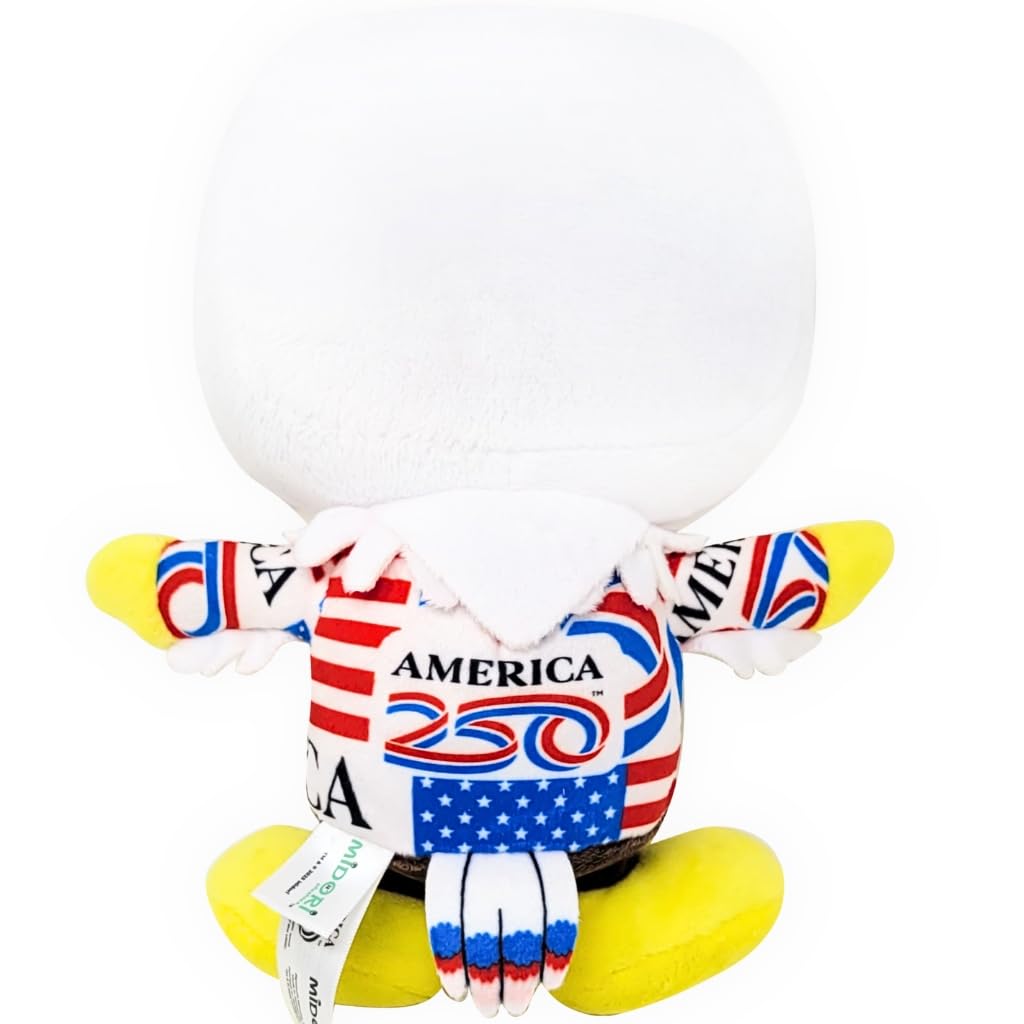 Grovii America 250 Patriotic Eagle Midori Plushie, 8” Official Chibi Plush, Sustainable + Handcrafted