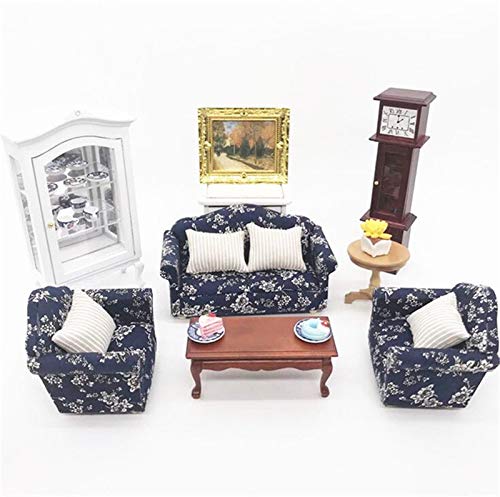 EatingBiting 1:12 Dollhouse Miniature Furniture Sofa 1 Double Sofa + 2 Single Sofa 3Pcs Set Living Room 1:12 Dollhouse Miniature Furniture Single Sofa