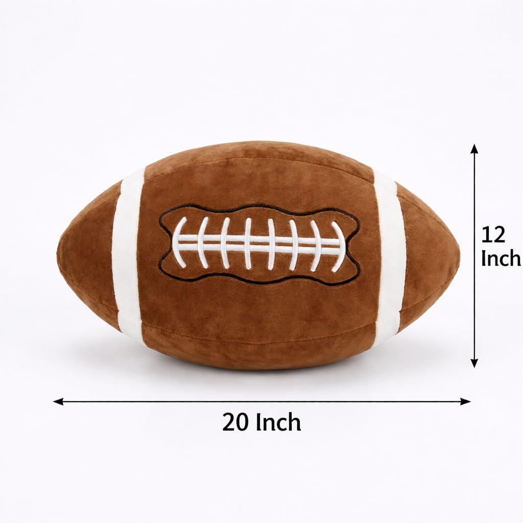 MSYA Cute Football Throw Pillow 20"x12" Soft Plush Football Cushion, 3D Stuffed Sports Ball Decor for Boys Room, Bedroom, Couch, Football Fan Gift