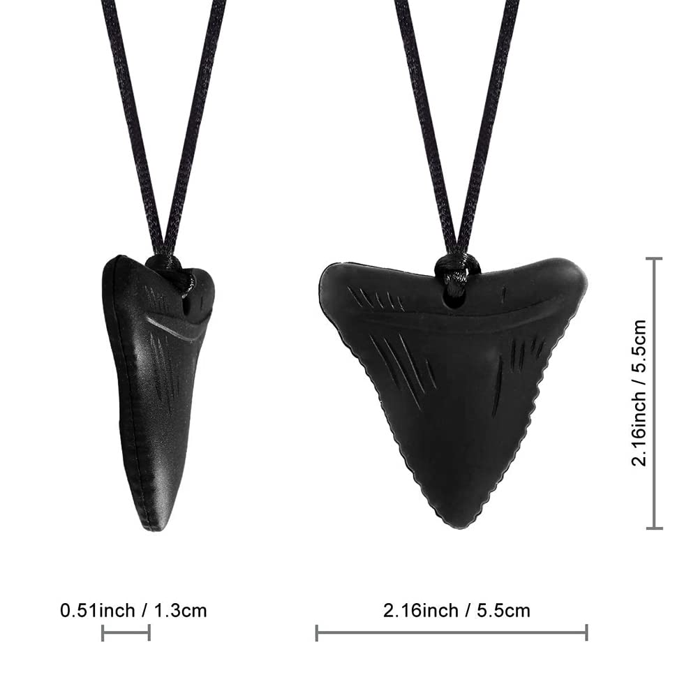 5 PCS Sensory Chew - Chewy Necklaces for Sensory Kids, Shark Tooth Necklace, Nail Biting Treatment for Kids Adults, YQZIYOU