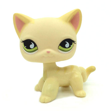 Mini Pet Toy Collection #733 Yellow Cream Short Hair Cat Cute Green Eyes Kitty