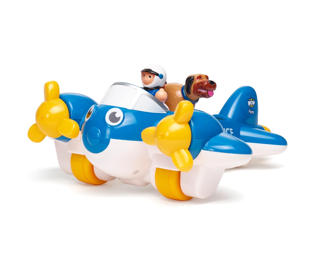 Wow Toys Police Plane Pete - Friction Powered Toy Plane with Pilot & Police Figures | No Batteries, Durable Preschool Vehicle for Toddlers Ages 1-5