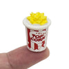 ChangThai Design Tiny Popcorn Bucket - Realistic Mini Handmade Polymer Clay Food Model Replica Red Bucket Miniature Art Decorative Collectible