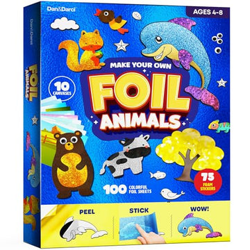 Dan&Darci Foil Art Kit for Kids - Arts and Crafts for Kid Ages 4-8, 4-6, 5-7, 5-8, 6-8 - 5 Year Old Girl Gifts - Fun Kits Projects Activities - Girls