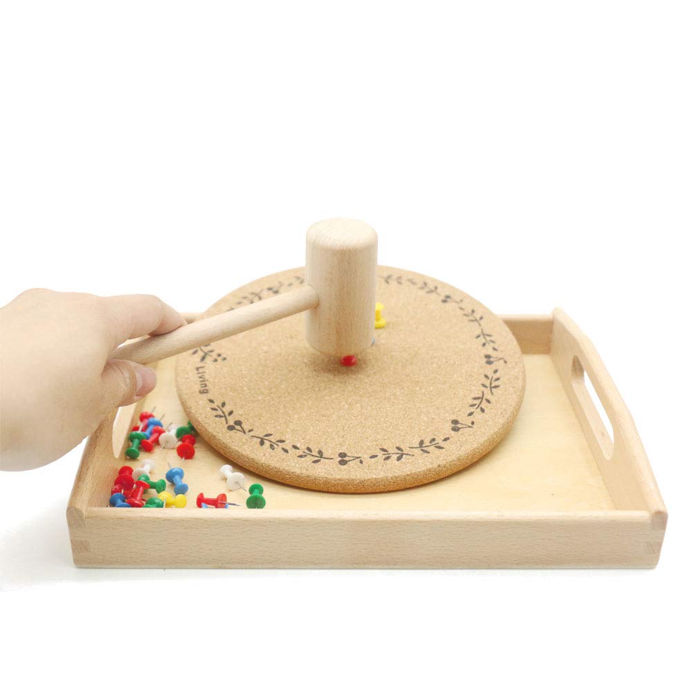 DANNI Gudong Montessori Practical Life Material Hammer and Nails Set with Wooden Tray Montessori Educational Wooden Toys for Children (1)
