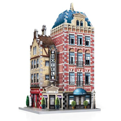 Wrebbit3D Hotel 3D Puzzle | Urbania Collection | 295 Jigsaw Puzzle Pieces | Charming and Unique Streetscape of a Small Town