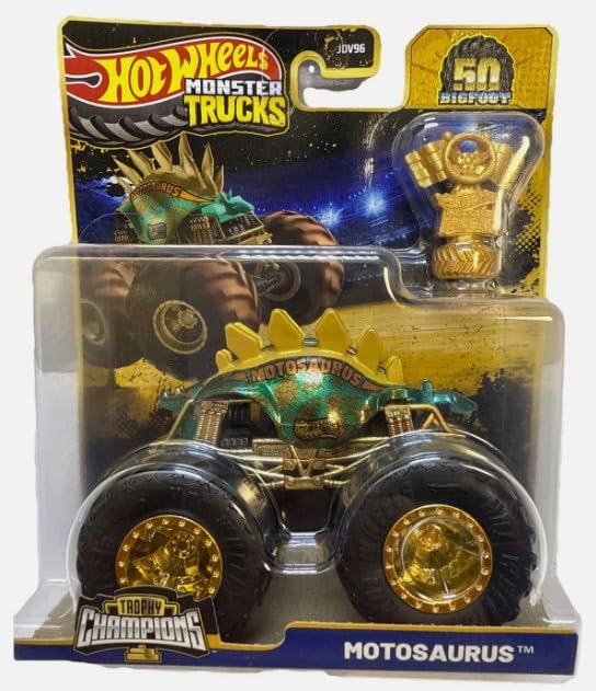 Hot Wheels Monster Trucks Trophy Champions Motosaurus, Die-Cast Vehicle, 1:64 Scale