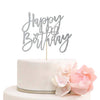 Happy Birthday Cake Topper Birthday Party Decorations Supplies Silver Glitter