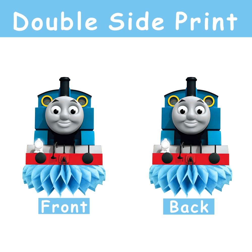 8Pcs Thomas Train Table Centerpieces Birthday Party Supplies Double Side Table Decorations for Thomas Train Themed Party Decorations