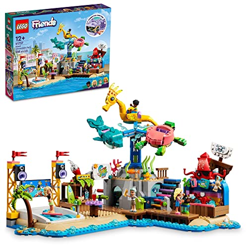 LEGO Friends Beach Amusement Park 41737 Building Toy Set, A Technical Project for Older Kids Ages 12+, with Spinning Carousel, Wave Machine
