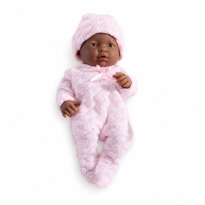 JC Toys Mini La Newborn African American | Anatomically Correct Real Girl Baby Doll | 9.5" All-Vinyl | Includes Pink Outfit, Hat and Pacifier |