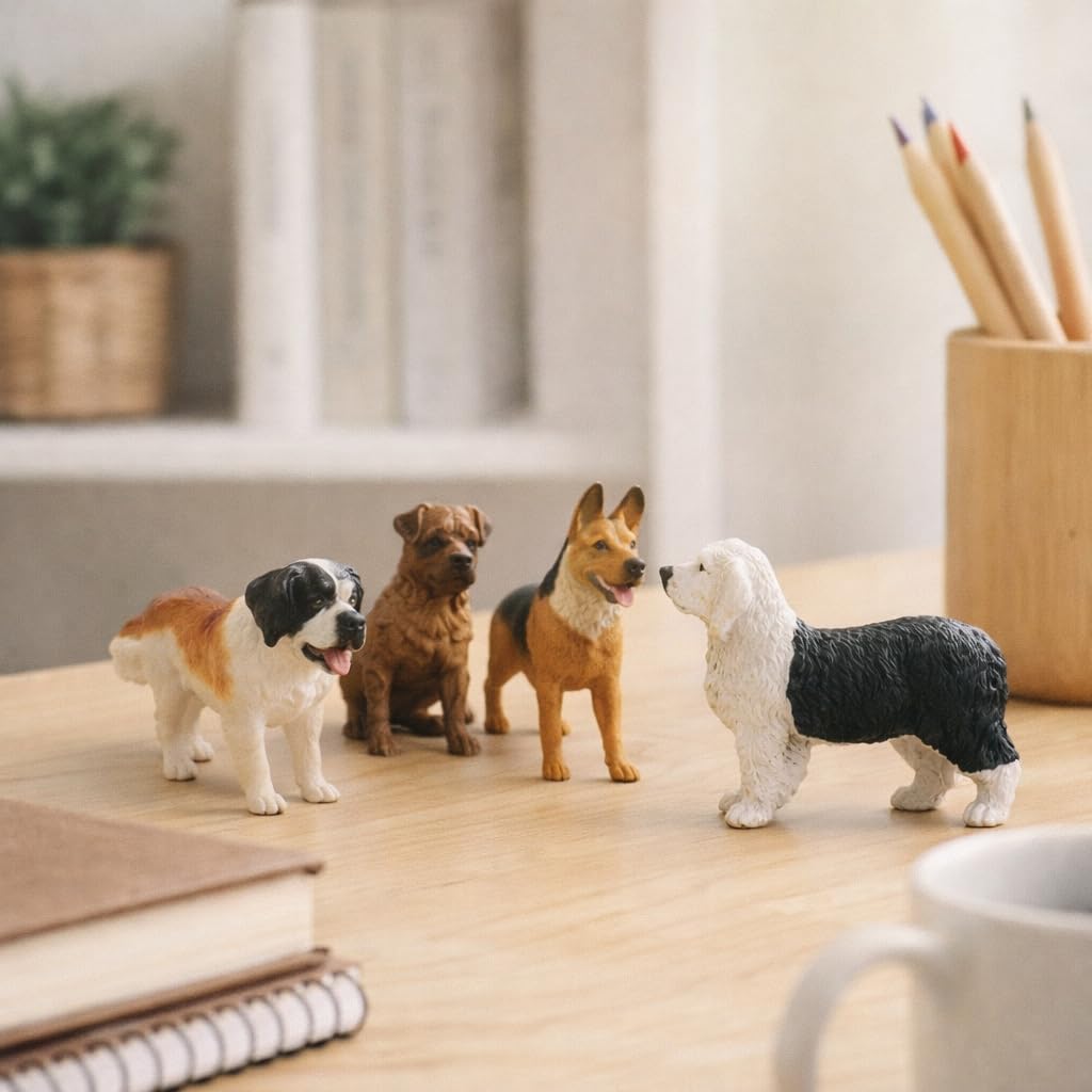 Liberty Imports 18PCS Large Dog Figurines Playset, 4" Realistic Puppy Toy Animals, Big Plastic Dog Breed Figures, Party Favors, Cake Toppers, Kids
