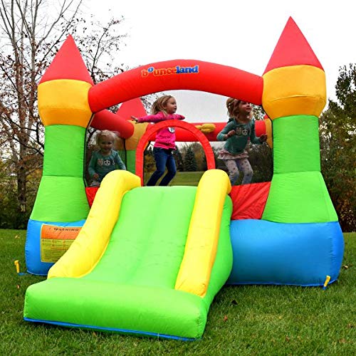 Bounceland Bounce House Castle with Basketball Hoop Inflatable Bouncer, Fun Slide, Safe Entrance Opening, UL Certified Strong Blower Included, 12 ft x