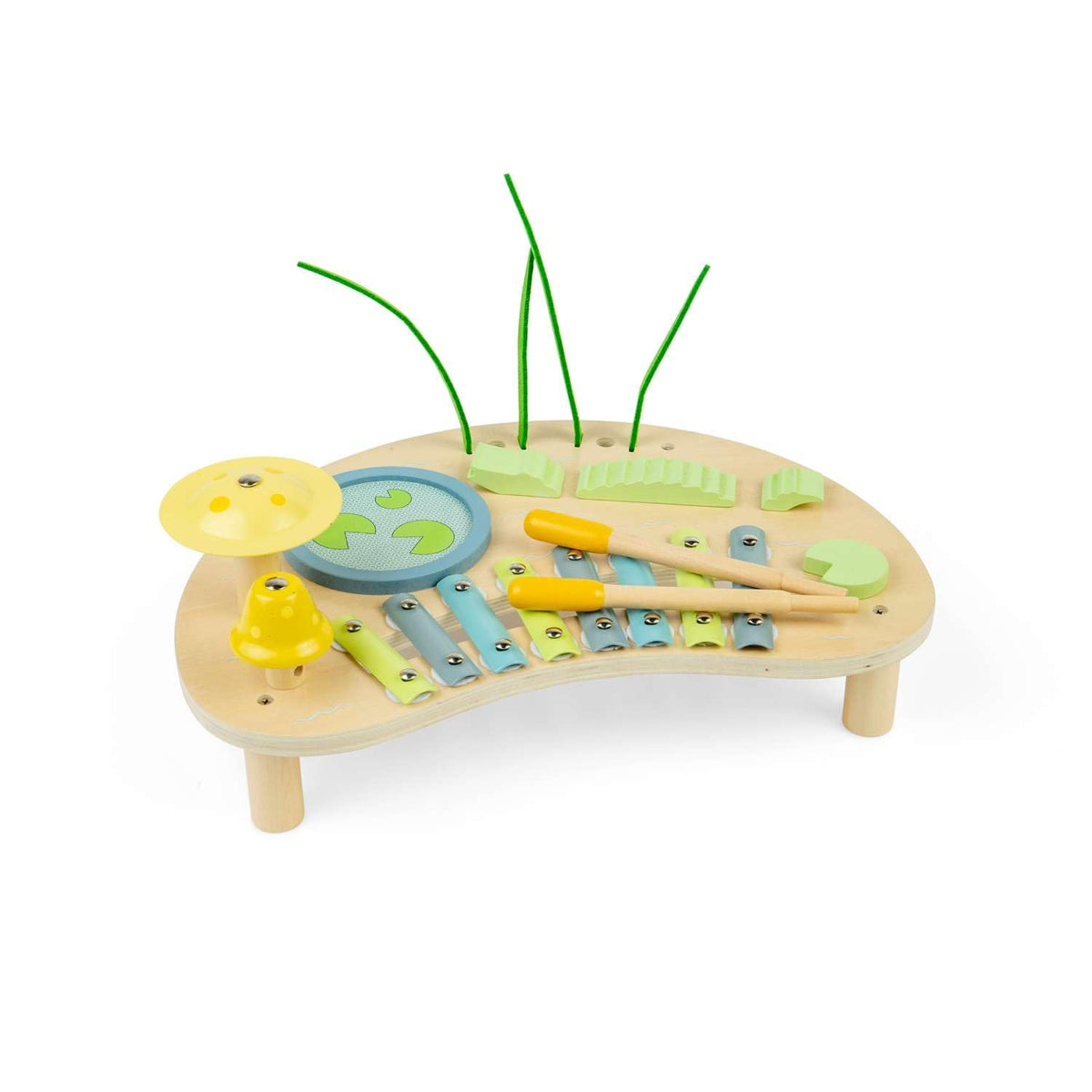 Bigjigs Toys Jungle Music Bench - All in 1 Wooden Musical Set for Toddlers and Kids, Percussion Sets, Instruments & Accessories, Gifts for Kids, Ages