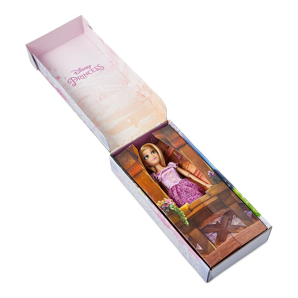 Disney Store Official Princess Classic Doll (Rapunzel from Tangled), 11 Inches, Includes Brush with Molded Details, Fully Posable Toy in Classic