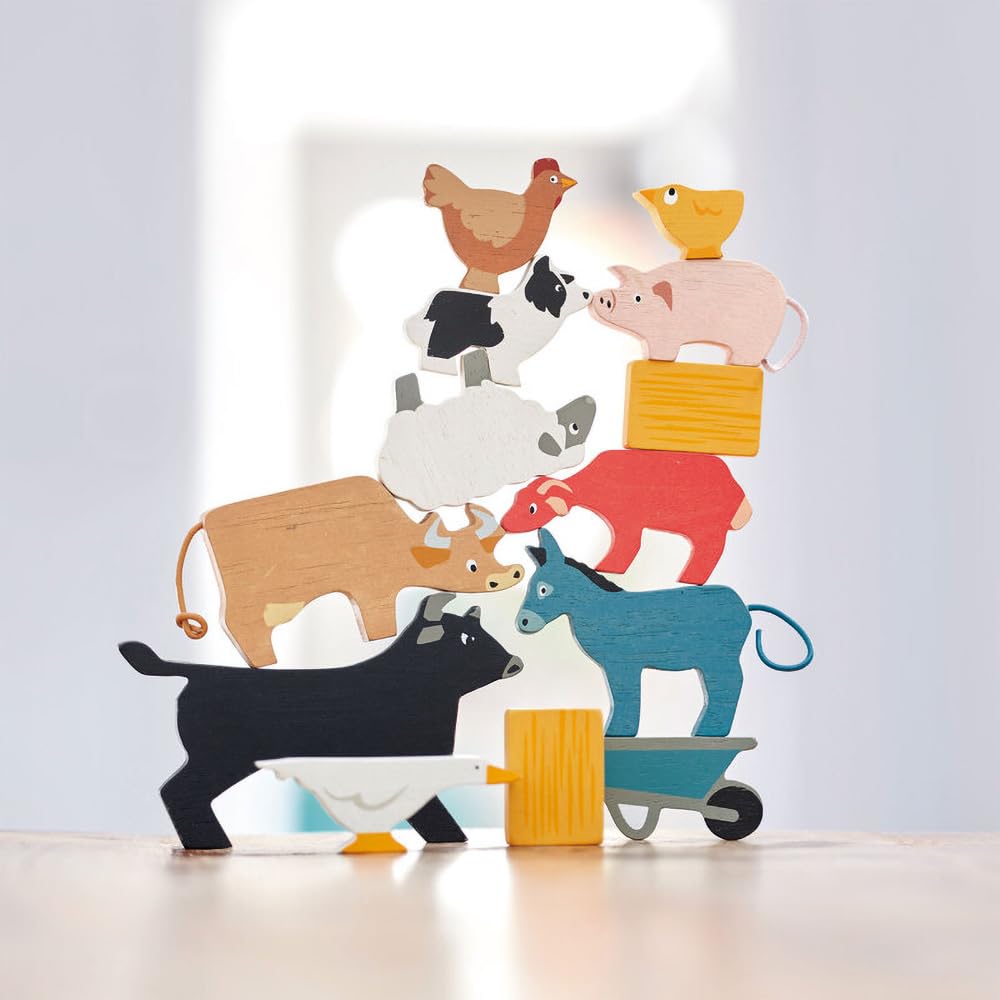 Tender Leaf Toys - Stacking Farmyard Set for Kids - Animal Set for Encouraging Logical Thinking, Inspire Imaginative and Pretend Play