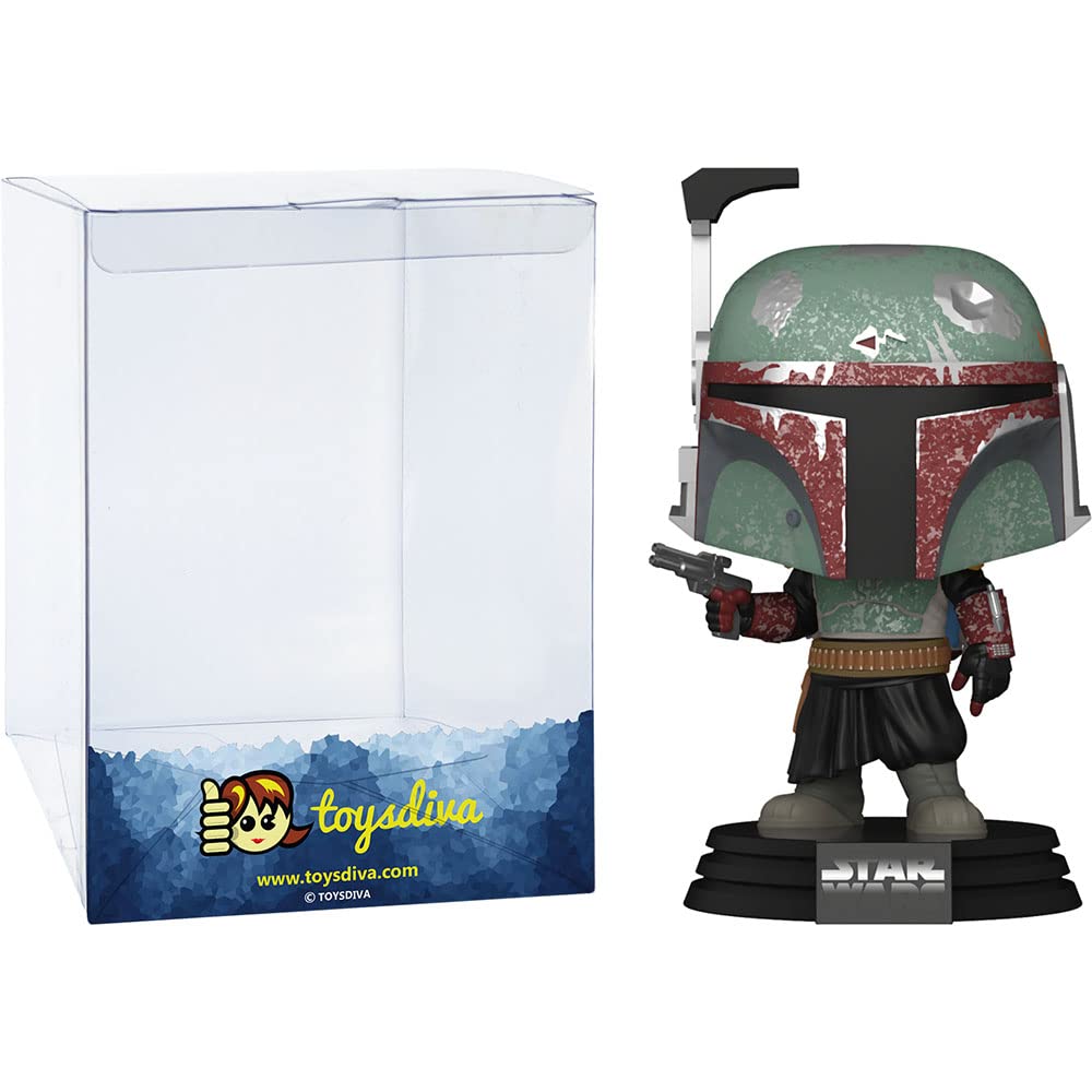 Funko Boba F e t t : P o p ! Vinyl Figurine Bundle with 1 Compatible 'ToysDiva' Graphic Protector (462-54524 - B)