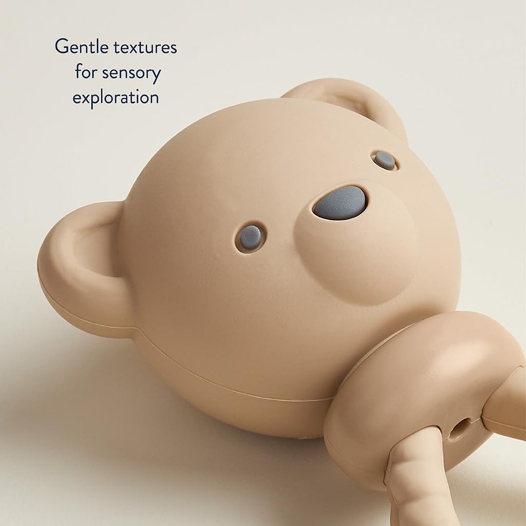 Itzy Ritzy Silicone Rattle Toy - Soothing Teething Toy with Soft Jingle Sound & Easy-Grip Textured Handle - for Ages 3 Months and Up (Bear)