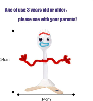 100 Set Fork Creativity Set, Plastic Sporks Red Pipe Cleaners Clever Eyes Popsicle Stick,Make Your own Forky
