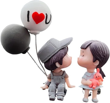 Grey Resin Cartoon Couple Car Decoration Dashboard Car Interior Ornament,Interior Figure Cute Mini Figure Statue Kiss Couple Doll Ornaments Car Home