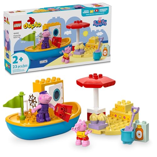 LEGO DUPLO Peppa Pig Boat Trip Bath Toy, Building Block Learning Set for Preschool Kids with 2 Peppa Pig Figures Included, Water Toy Gift Idea