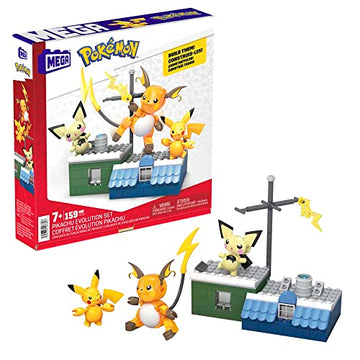 MEGA Pokémon Action Figure Building Toys for Kids, Pikachu Evolution Set with 159 Pieces, 3 Poseable Characters, 8 Year Old Gift Idea