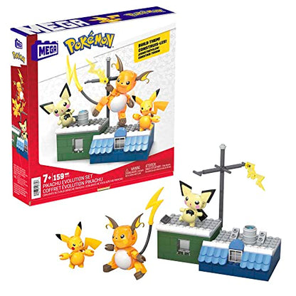 MEGA Pokémon Action Figure Building Toys for Kids, Pikachu Evolution Set with 159 Pieces, 3 Poseable Characters, 8 Year Old Gift Idea