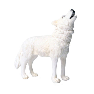FLORMOON Animal Figures Realistic Roaring Wolf Plastic Early Educational Toys Cupcake Topper Party Gift for Kids 3+ Year Old(White)