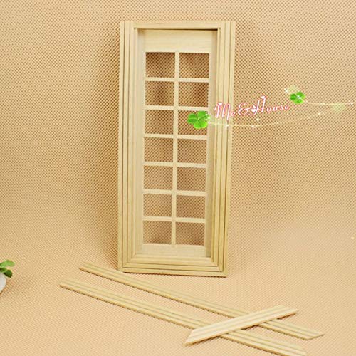 1:12 Scale 14 Panel French Glass Door Dollhouse Miniatures Kit; 3.38"x7.67"H c