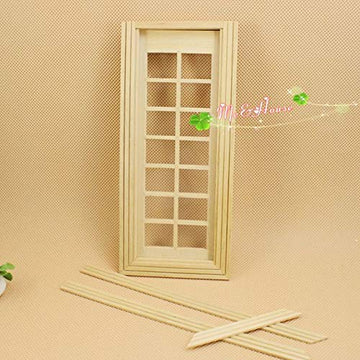 1:12 Scale 14 Panel French Glass Door Dollhouse Miniatures Kit; 3.38"x7.67"H c