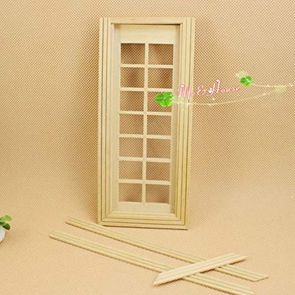 1:12 Scale 14 Panel French Glass Door Dollhouse Miniatures Kit; 3.38"x7.67"H c