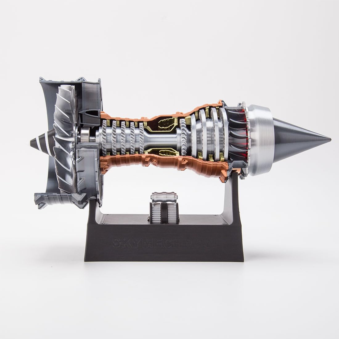 ENGINEDIY Jet Aircraft Turbofan Turbojet Engine Model 3D Printed Functional Turbofan Aero Aircraft Engine DIY Assembly Model Tabletop Engine