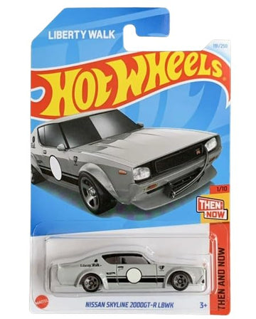 Hot Wheels Nissan Skyline 2000GT-R LBWK (Gray) Die-Cast Car, Then and Now Series, 1/10 Scale, Adult Collectors & Children (3+), Unisex