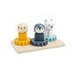 Bigjigs Toys Arctic Animal Cog Puzzles Board - 10 Piece Wooden Shape Matching Game, Sustainable Wood Pieces with Silicone Shapes, Baby Toddler