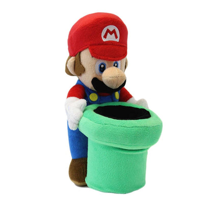 Little Buddy 1349 Super Mario Holding Warp Pipe Plush, 9", Brown/a