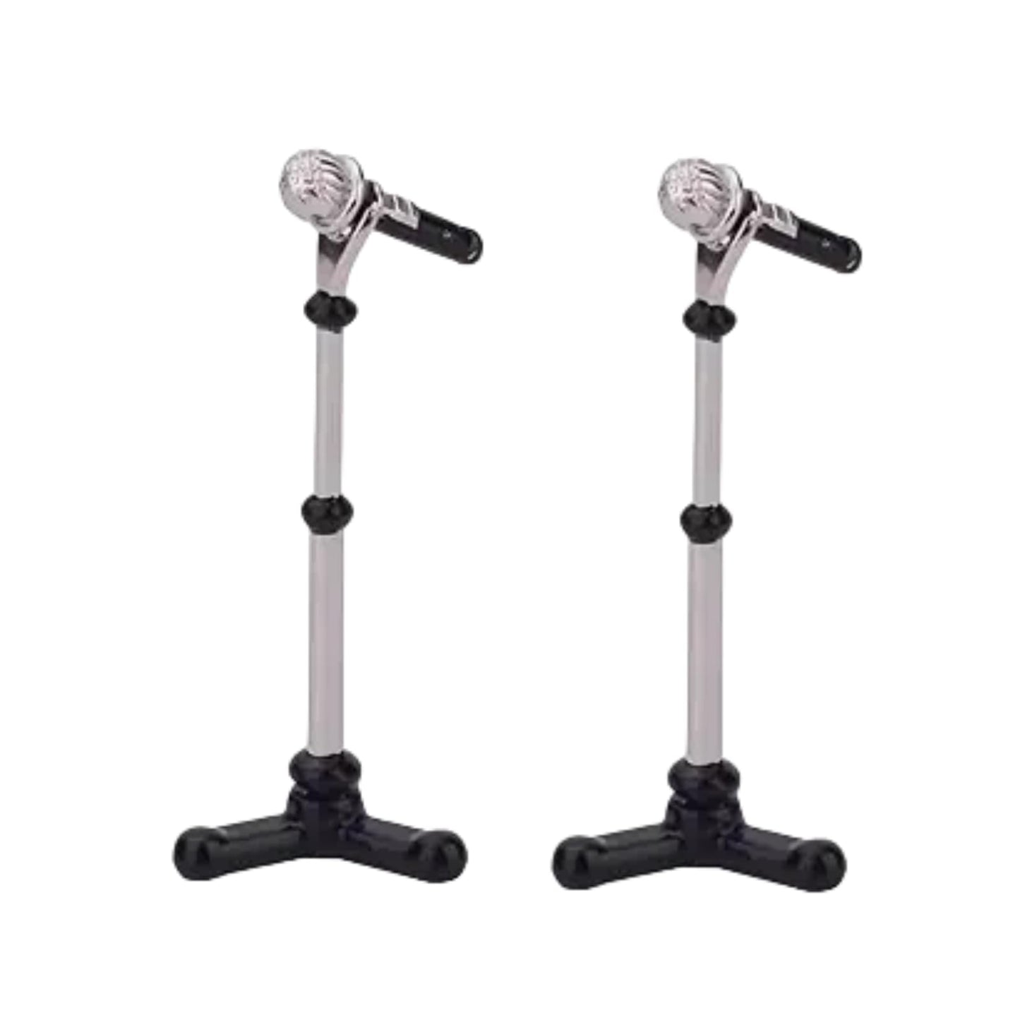 2Pcs Black Dollhouse Decoration Accessories, 1:12 Dollhouse Miniature Scene Model Microphone with Stand Play Toy, Decortion, Dollhouse Furniture