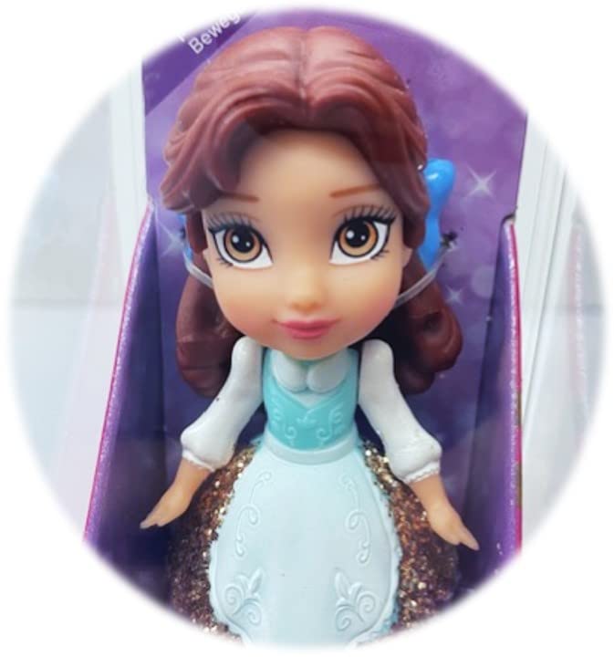 Amarina Packed in Clear Box for Gift Disney Princess Mini Poseable 3.5 inches Doll Choose from All 11 Style Princess Characters (Belle Blue)
