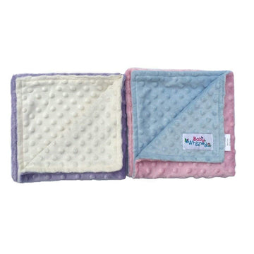 Pink & Lavender Minky Dot Reversible 17" Square Baby Doll Blankets, 2 Pack Set | Baby Doll Blankets, Doll Bedding for 18 Inch Dolls, Doll Blanket