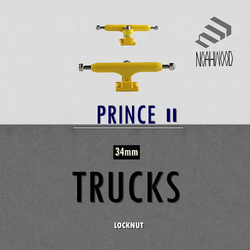 NOAHWOOD Fingerboards Parts Professional Prince II Trucks (34mm) + Update Self-Locking Nuts (Yellow)