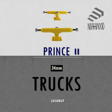 NOAHWOOD Fingerboards Parts Professional Prince II Trucks (34mm) + Update Self-Locking Nuts (Yellow)