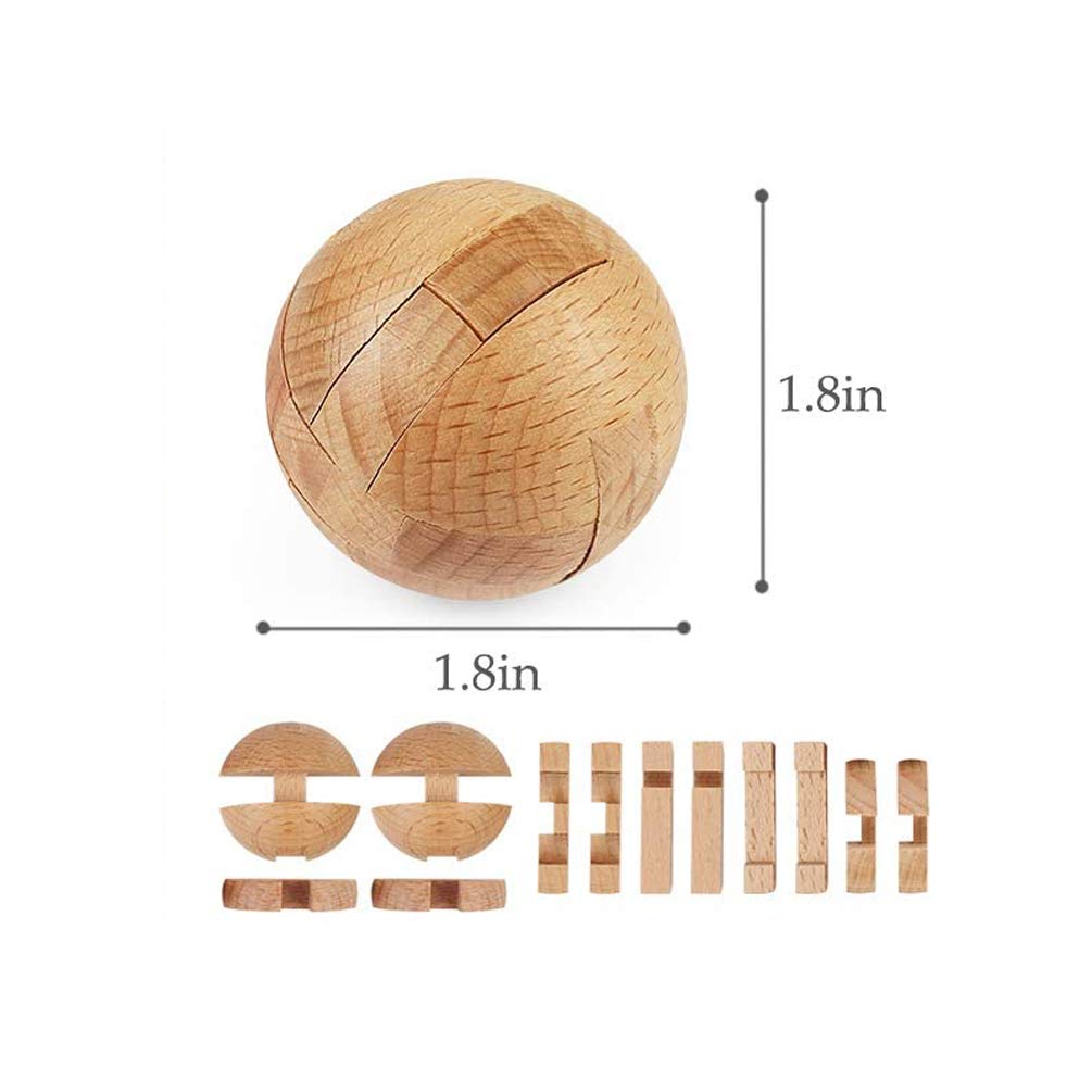Brain Teaser Puzzle 20Pcs Unlock Interlock Game IQ Test Wooden Toy 3D Unlock Interlock Puzzle Magic Ball Brain Teaser Toy Puzzles for Adults