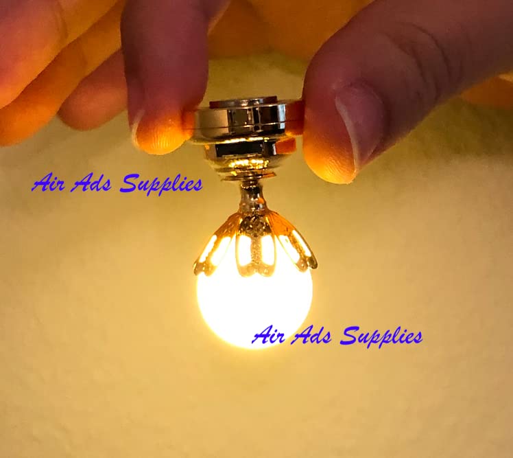 1:12 Doll House Accessories Miniature Globe Light Ceiling LED Lamp Living Room; High 2.8cm, Wide 2cm