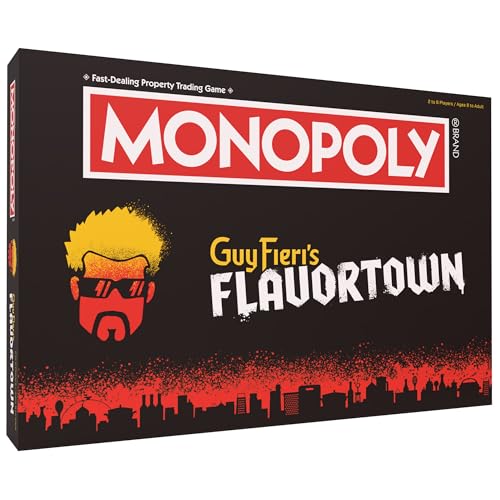 Monopoly: Flavortown Board Game, Featuring '68 Chevy Camaro, Knuckle Sandwich Coin and More, Buy, Sell, Trade Guy Fieri’s Restaurants, Build Your Own