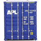 Walthers SceneMaster HO Scale Model of American President Lines APL (Blue, White) 40' Hi Cube Corrugated Side Container,949-8259