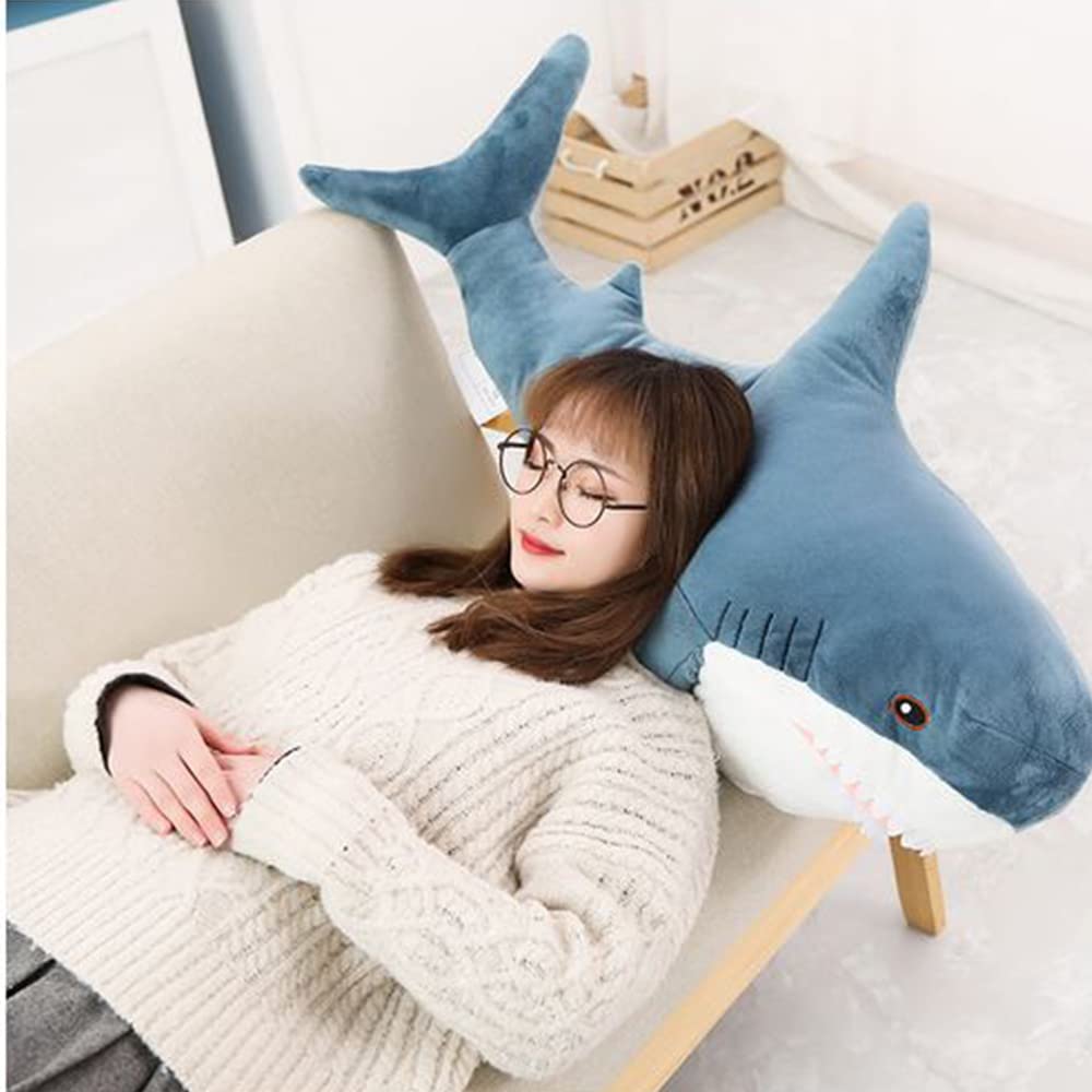 OUKEYI 30 Inch Giant Shark Stuffed Animal Pillow, Soft Shark Toys Big Shark Plush Pillows for Kids,Comfortable Sleeping Pillow Back Cushion Doll Gift