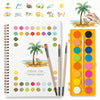 EIOLUIK Watercolor Painting Kit for Adults & Beginners: Includes Summer Beach watercolor Workbook, 16 assorted colors, 3 Brushes (with Perforated